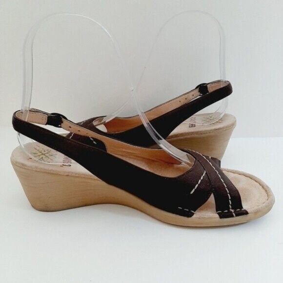 CAMPER Slingback Wedge Sandals Criss-Cross Brown Sz 5.5 - Picture 9 of 15